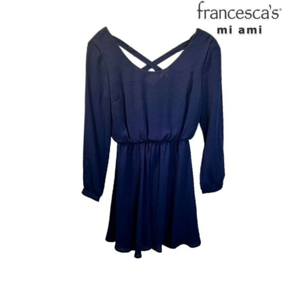 Francesca’s Mi Ami Womens Scoop Neck Longsleeve Fit‎ & Flare Dress